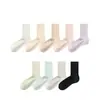 Calcetines 100% Algodón para Mujer, Calcetines de Media Caña para Primavera y Otoño, Algodón Puro, Resistentes al Olor, Absorbentes de Sudor, Transpirables, Calcetines Largos Apilados, Calcetines de Maternidad para Mujer