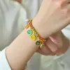 Pulsera de Flor de Durazno de los Cinco Dioses de la Riqueza Estilo Tíbet, Cordón Tejido a Mano Nudo de Flor de Durazno, Pulsera Thangka de Cuerda Multicolor Estilo Étnico