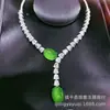 Nova Corrente de Clavícula de Zircônio Calcedônia Verde Oliva de Luxo de Nicho com Design Único e Corrente de Clavícula com Strass Atacado