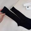 Calcetines de Pantorrilla Versátiles Coreanos para Otoño e Invierno con Logo de Letra Calcetines Casuales de Color Sólido de Algodón con Felpa Aeróbica Calcetines Zhuji Venta al por Mayor