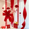 Decoração de Casamento Tira Longa Caractere Xi Flor Puxada Decoração Suspensa Arranjo do Quarto de Casamento Quadrado Masculino e Feminino Teto de Fundo de Casa Nova Pingente Suspense