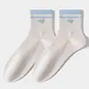 Calcetines de mujer de media pantorrilla, con rayas y bloques de color, termoestampados, calcetines de mujer simples y versátiles de media pantorrilla, calcetines de mujer casuales antibacterianos y resistentes al olor 10A