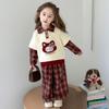 Conjunto de Sudadera de Primavera y Otoño para Niños, Conjunto Cuadros Lindo para Niña, Bebé Falso Dos Piezas Polo Manga Larga Pantalones de Pierna Ancha