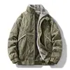 Enbu Invierno Hombres Estilo Americano Marca de Moda Cuello Alto Ropa de Trabajo Chaqueta de Algodón Hombres Forro Polar Engrosada Cálida Elegante Abrigo Exterior