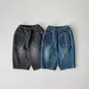 Jeans delgados de terciopelo con efecto desgastado, estilo coreano para niñas, 2026, simples, versátiles, pantalones harén casuales de cintura elástica, estilo zanahoria, para otoño e invierno