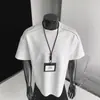 Camiseta de Manga Curta com Zíper para Homem, Cinza de Verão Solta Gola Redonda Meia-Manga Estilo Americano Jovem Camiseta Resistente