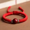 Corda de Mão Vermelha Cinnabar Benmingnian Areia Dourada Roxa Pulseira de Corda Grossa Vermelha Masculina Joia Tecida à Mão Presente Feminino Corda de Mão Étnica