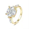 Anillo Elegante de Cuatro Garras con Diamante Estilo Europeo y Americano Transfronterizo para Mujer, Anillo de Moissanita al por Mayor, Joyería de Anillo Moderna y Única
