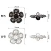 Botones Metálicos con Diamantes y Perlas, Botones de Vidrio con Forma de Flor, Accesorios en Stock para Venta al por Mayor, Botones de Perla Cosidos a Mano con Diamantes