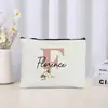 Bolsa de Maquiagem Floral Carta Casamento Presente para Madrinha Organizador de Cosméticos de Viagem Bolsa Lateral Estojo para Lápis Feminino Carteira