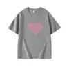 Camiseta negra de algodón puro con cuello redondo y manga corta para mujer, nuevo estilo de verano con diseño de letras en forma de corazón, top casual holgado para mujer