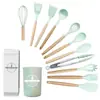 Espátula de silicona cuchara para sopa juego de 12 piezas sartén antiadherente espátula de silicona resistente al calor juego de utensilios de cocina de silicona para el hogar