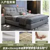 Cama tapizada, cama de madera maciza de lujo ligero, cama matrimonial, cama individual para viviendas de alquiler, dormitorio principal de alta gama para uso doméstico, cama matrimonial grande