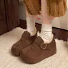 Botas de nieve zapatos peludos zapatos de algodón mujer 2026 otoño e invierno estilo nuevo tacón oculto suela gruesa con terciopelo completamente cerrados zapatos Birkenstock zapatos de mujer