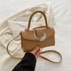 Bolso Bandolera Pequeño Cuadrado para Mujer de Color Sólido Simple con Textura, Nuevo Estilo Occidental Casual de Primavera 2024, Estilo Coreano, Patrón Lichi