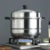 Panela de Sopa Vaporizador Gaveta Aço Inoxidável Tamanho Grande Vaporizador Duplamente Espessado Vaporizador Panela de Cozinha Doméstica Panela de Cozinha Universal