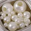 Contas imitação de pérola de furo reto grande em ABS, contas soltas perfuradas para acessórios de joias de pulseira e colar feitos à mão DIY