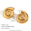 Elegante anillo en espiral de estrella de mar, acero inoxidable chapado en oro de 18 quilates, aretes de botón de concha de perla irregular envueltos en alambre para el verano