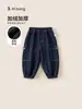 Pantalones de Invierno Nuevos Bangxuan para Niños Pantalones Largos Casuales con Bolsillos Grandes Pantalones Jogger Pantalones de Felpa para Bebé Jeans para Niños