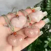 Colgante de Bloqueo de Nube de Flor de Durazno Natural con Jade de Seda Dorada, Colgante Pequeño con Forma de Corazón de Mariposa de Flor de Durazno para Hombres y Mujeres, Jade con Cordón