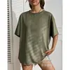 Camiseta básica lisa de poliéster de manga corta y cuello redondo para hombre y mujer, estilo pareja, top casual, especial transfronterizo