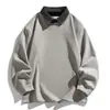 Nuevo modelo de otoño: sudadera de manga larga tipo dos piezas con cuello de camisa holgado, polo casual, artículo popular de comercio exterior para dropshipping