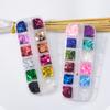 Decoración de uñas de Amazon con lentejuelas de mariposa, 12 cuadrículas, caja larga, lentejuelas para uñas, mariposa, redondas, color joyería para uñas