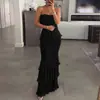 2026 Verano Nuevo Estilo Transfronterizo Europeo y Americano Comercio Exterior Ropa para Mujer, Elegante y de Moda Color Sólido Sin Tirantes Ajustado Vestido de Cola de Pez