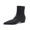 Botas de mujer de ajuste ceñido, que aumentan la altura, con material elástico, nuevo estilo otoño/invierno, punta fina, cierre trasero, tacón medio, botas de estilo coreano, botines elásticos
