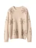 Suéter macio, glutinoso, emagrecedor, escovado 100% cashmere puro para mulheres, inverno, sensação preguiçosa, relaxada, espessado, tricô solto para mulheres, cinza