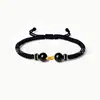 Pulseira de Contas da Sorte com Mantra de Seis Caracteres em Ouro Puro 999, Pulseira Trançada de Obsidiana, Ano do Zodíaco, Atacado de Fábrica
