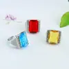 Anillo Cuadrado de Cristal Estilo Británico Aiyu con Piedras Simuladas para Hombres, Venta al por Mayor y Dropshipping S5121408