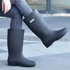 Zapatos de agua para hombre extra grandes de protección laboral, botas de lluvia cálidas para mujer para cocina, pesca, impermeables con forro polar hasta la pantorrilla, botas de lluvia de caña alta, zapatos de goma