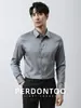 Camisa Masculina de Algodão Mercerizado Leve Estilo Italiano Manga Longa 2026 Primavera e Outono Slim Fit Respirável Branca Formal