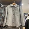 Pedido Japonés~2024 Otoño e Invierno Abrigo a Cuadros para Mujer Chaqueta Estilo Camisa con Solapa Abrigo de Lana para Mujer Sy469905