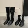 Botas planas adelgazantes de punta redonda estilo francés coreano, botines para mujer, nueva colección otoño/invierno 2026, sin cordones, botas altas hasta la rodilla