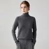 Nuevo suéter de cachemira de cuello alto para mujer, suéter base de punto de cachemira de manga larga, top casual simple de color liso para el día a día