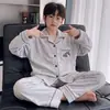 Pijama térmico para niños de otoño e invierno, forrado de forro polar, cálido conjunto de ropa de estar de manga larga con estampado de dibujos animados para niños