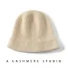 Chapéu de Tricô Versátil Chapéu de Pescador Feminino Casual Cor Sólida Pura Caxemira Espessado Chapéu Balde
