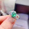 Anillo de Plata S925 Incrustado con Esmeralda Natural, Diseño de Nicho Moderno, Anillo Ovalado 6*8 Ajustable para Mujer