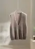 [Forro Pesado] Chaleco de Punto Suave como la Lana y el Cachemir con Cuello en V para Mujer, Prenda sin Mangas para Abrigar en Otoño e Invierno