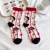 Calcetines de Dibujos Animados Estilo Japonés para Mujer, Calcetines de Algodón Peinado de Media Pantorrilla para Mujer, Calcetines Largos de Dibujos Animados de Anime de Moda al por Mayor