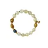 Pulseira de cristal de jade amarelo, pedra olho de tigre dourado, pulseira de luxo leve, pulseira vintage de ágata vermelha em formato de lótus, um presente popular para namoradas, atacado