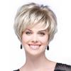 Explosiones de comercio electrónico transfronterizo Peluca de mujer europea y americana de cabello corto y liso con fibra química de seda de alta temperatura y color degradado, conjunto de peluca de color oscuro de raíz de cabello