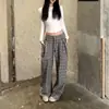 2026 Pantalones Largos de Cuadros Nuevos de Ajuste Relajado, Plisados, Pierna Recta, Línea A, Pierna Ancha, Estilo Perezoso, para Viajes, Casuales, Grises
