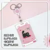Portatarjetas Deslizante Divertido de Gato Soporte para Insignia de Estudiante Tarjeta de Campus Bolsa para Tarjeta de Comida Transparente Portaid Anti-Pérdida Funda Protectora para Hombres y Mujeres