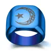 Anillo Vintage de Acero Inoxidable con Grabado Láser de Luna y Estrella de 18 mm Nuevo Transfronterizo Europeo y Americano Amazon Venta al por Mayor