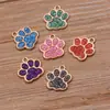6 Colores 16*17mm Oro KC Blanco K Goteo de Aceite Abalorio Animal Pata de Perro Pata de Oso Pata de Gato Aleación Colgante Accesorios