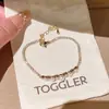 Pulsera de Zirconia Perla Chapada en Oro Real de 18 Quilates, Pulsera de Alto Nivel Estilo Coreano Estilo Ins, Joyería de Diseño de Nicho de Lujo Ligero