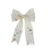 Lazo de Gasa Coreana Dorado Estampado Termofijado de 2.5 cm de Ancho, Completamente Hecho a Mano, Accesorios para Joyería, Juguetes, Decoraciones y Regalos